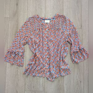 Anthropologie Maeve oranges print button-down blouse shirt top 